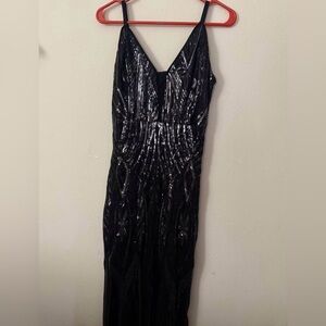 Haute Monde Black and Silver Backless Dress